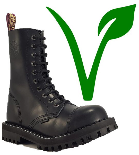 Topánky Steel 10 Dierkové Čierne Vegan 