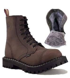 Topánky Steel 8 Dierkové Hnedé Zateplené