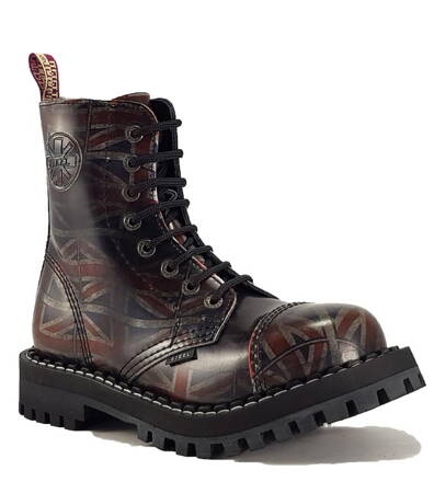 Topánky Steel 8 Dierkové UK Vlajka Stierané